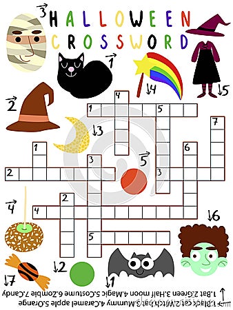 Funny educational halloween crossword stock vector illustration Vector Illustration